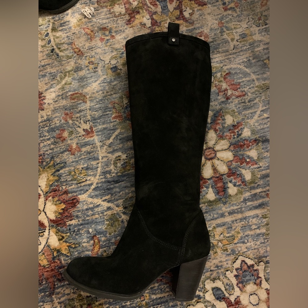 Size 9.5 beautiful black suede boots with heels